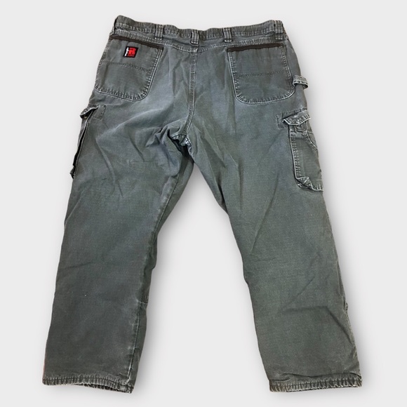 Wrangler Riggs Cargo Work Pants Size 42X30 Double Knee Greenish - Picture 2 of 6
